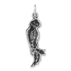 Unisex Sterling Silver 925 Parrot Pendant with Antiqued Finish