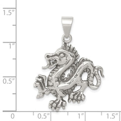 Sterling Silver 925 Antiqued Dragon Pendant Elegant Vintage Charm