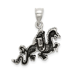 Sterling Silver 925 Dragon Pendant with Antiqued Finish