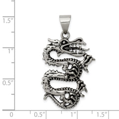 Sterling Silver 925 Men's Dragon Pendant with Antiqued Finish