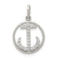 Sterling Silver Rhodium-plated Polished CZ Anchor Pendant
