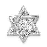 Sterling Silver Platinum-plated Polished Vibrant CZ Star of David Pendant