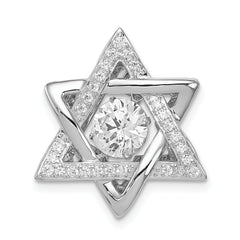 Sterling Silver Platinum-plated Polished Vibrant CZ Star of David Pendant