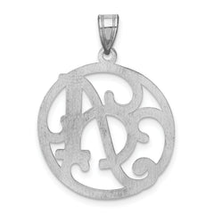 Unisex Sterling Silver 925 Initial A Charm with Rhodium Polish