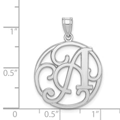 Unisex Sterling Silver 925 Initial A Charm with Rhodium Polish