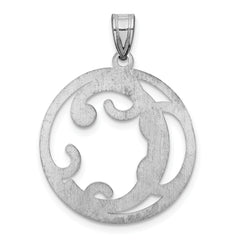 Sterling Silver 925 Initial C Pendant with Rhodium Polished Unisex Elegance