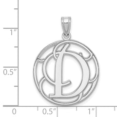Sterling Silver 925 Unisex Script Initial D Charm Polished Finish