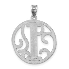 Sterling Silver Rhodium-Plated Initial I Pendant Unisex Polished Elegance