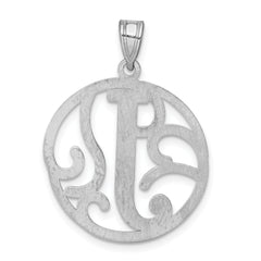 Sterling Silver 925 Unisex J Charm with Rhodium Polished Finish