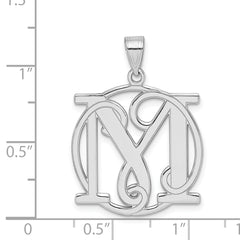 Sterling Silver 925 Script Initial M Charm with Rhodium Polish Unisex