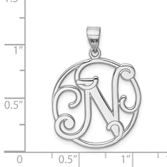 Sterling Silver 925 Script Initial N Charm Polished Unisex