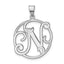 Fancy Script Letter N Initial Pendant in Sterling Silver - Sophia Jewelers