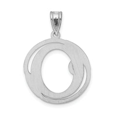Sterling Silver 925 Script Initial O Charm with Polished Rhodium Finish