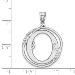 Sterling Silver 925 Script Initial O Charm with Polished Rhodium Finish