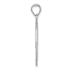 Sterling Silver 925 Unisex Initial P Charm Polished Rhodium Finish