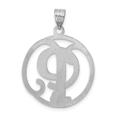 Sterling Silver 925 Unisex Initial P Charm Polished Rhodium Finish