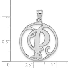 Sterling Silver 925 Unisex Initial P Charm Polished Rhodium Finish