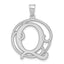 Sterling Silver Rhodium-plated Fancy Script Letter Q Initial Pendant