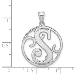 Sterling Silver 925 Initial S Charm with Rhodium Polish Unisex Style