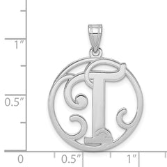 Sophia Jewelers Sterling Silver Script Initial T Charm Polished Unisex