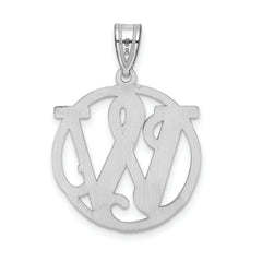 Sterling Silver 925 Unisex Initial W Charm Rhodium-Plated Polished Finish
