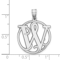 Sterling Silver 925 Unisex Initial W Charm Rhodium-Plated Polished Finish