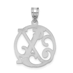 Sterling Silver 925 Unisex Script Initial X Charm Rhodium-Plated Elegance