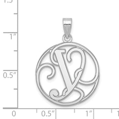 Sterling Silver 925 Rhodium-Plated Script Y Charm Elegant Unisex Pendant