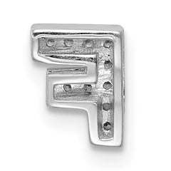 Sterling Silver CZ Letter F Charm with Rhodium Plating