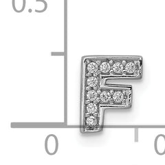 Sterling Silver CZ Letter F Charm with Rhodium Plating