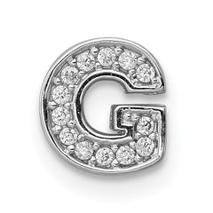Sterling Silver Rhodium-plated CZ Letter G Initial Slide Charm