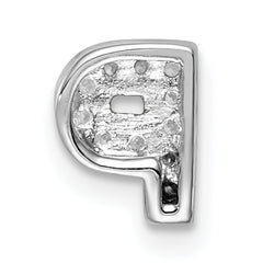 Sterling Silver 925 CZ Letter P Charm with Rhodium Plating