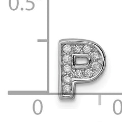 Sterling Silver 925 CZ Letter P Charm with Rhodium Plating