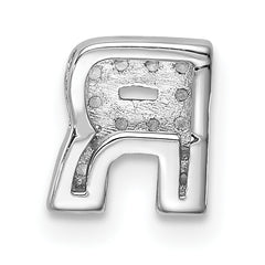 Sterling Silver CZ Letter R Charm with Rhodium Plating Elegance