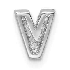 Sophia Jewelers Sterling Silver CZ Letter V Slide Charm with Rhodium Plating