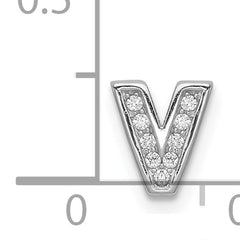 Sophia Jewelers Sterling Silver CZ Letter V Slide Charm with Rhodium Plating
