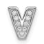 Sterling Silver Rhodium-plated CZ Letter V Initial Slide Charm