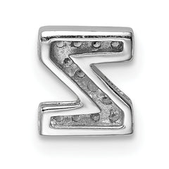 Sterling Silver 925 CZ Letter Z Charm with Rhodium Plating