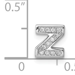 Sterling Silver 925 CZ Letter Z Charm with Rhodium Plating
