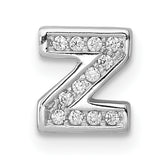 Sterling Silver Rhodium-plated CZ Letter Z Initial Slide Charm