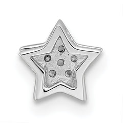 Sterling Silver CZ Star Charm with Rhodium Finish Elegant and Solid