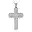 Sterling Silver Rhodium-plated Textured & Polished Cross Pendant