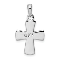 Sterling Silver 925 Polished Opal Cross Pendant with Rhodium Plating