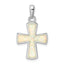 Sterling Silver Rhodium-plated White Lab Created Opal Cross Pendant