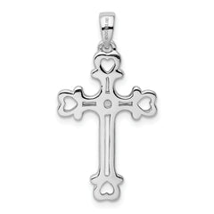 Sterling Silver Rhodium-Plated CZ Heart Cross Pendant Elegant and Polished Jewelry