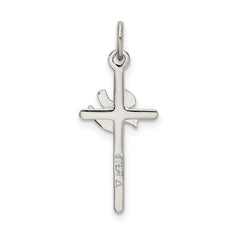 Sterling Silver 925 Dove Cross Pendant with Satin Finish