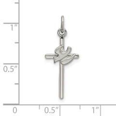 Sterling Silver 925 Dove Cross Pendant with Satin Finish