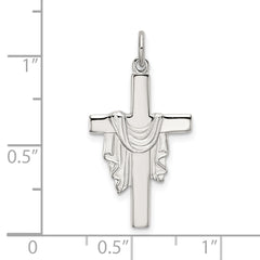 Sterling Silver 925 Draped Cross Pendant with Polished Satin Finish