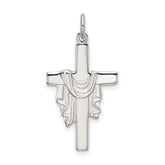 Sterling Silver Polished and Satin Draped Cross Pendant