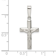 Sterling Silver 925 Crucifix Pendant with Polished Textured Finish